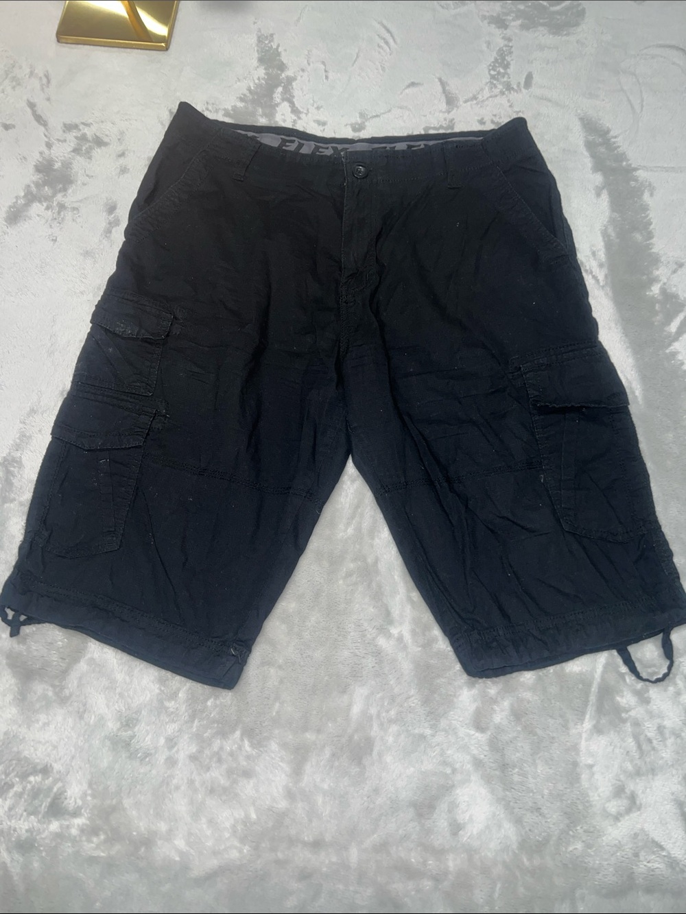 George Black Cargo Shorts with Drawstring Hem